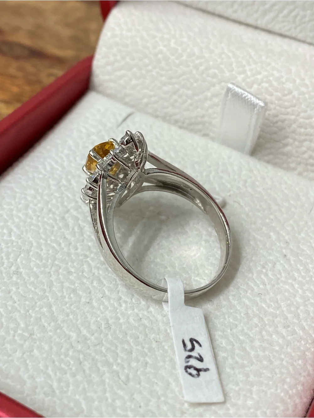 925 Sterling Silver Natrual Citrine And CZ Ring